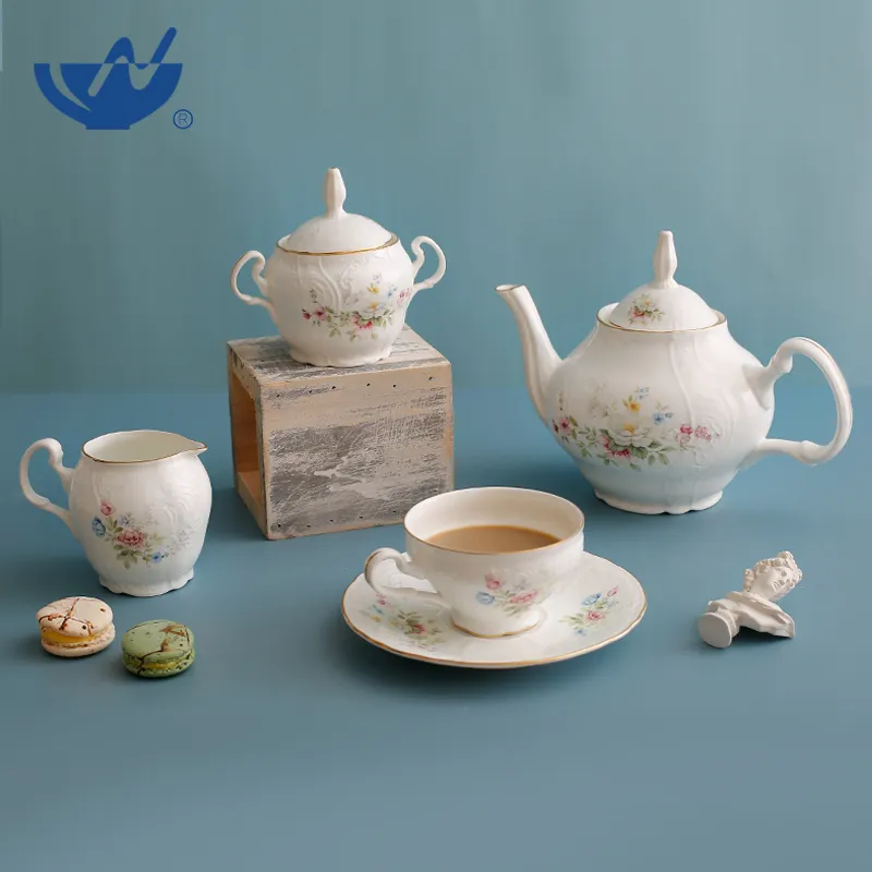 Оптовая продажа, элегантный керамический набор для чая и кофе, посуда, роскошный фарфоровый чайник, модные кофейные чашки