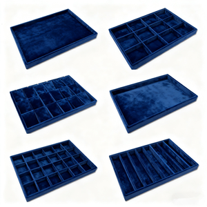 Màu hồng Vòng cổ hiển thị Organizer Luxury Stackable nhung trang sức khay cho vòng vòng vòng Vòng cổ hiển thị khay - Product Image 2