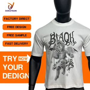Dcy 2024 New Product 300Gsm Boxy T Shirt Heavyweight T-Shirt Thick Collar Dtg Printer Boxy Cropped T Shirt