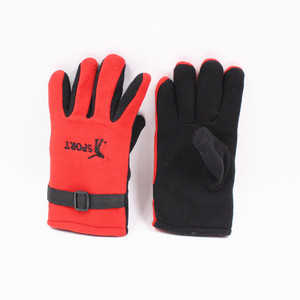 Women's Fleece Warm <b>Gloves</b> Winter Windproof Motorcycle Cycling <b>Red</b> Black Sport Logo Adjustable Strap - Product Image 2