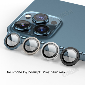 Protezione dello schermo di qualità dell'anello in alluminio di vetro temperato 9H di alta qualità per <span class=keywords><strong>iPhone</strong></span> 15 14 13 <span class=keywords><strong>12</strong></span> serie 11 copriobiettivo della <span class=keywords><strong>fotocamera</strong></span> - Product Image 2