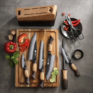 Ensemble de couteaux de cuisine professionnels XINZUO multi-usages en acier Damas personnalisé avec bloc à couteaux en <span class=keywords><strong>bois</strong></span>, <span class=keywords><strong>couverts</strong></span> tranchants - Product Image 3
