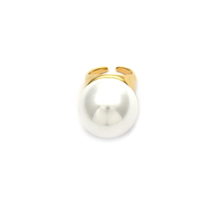 Fashion <b>Ring</b> 316L Stainless Steel PVD <b>Gold</b> Plating Sustainable Resistant Pearl Stone Statement Jewelry - Product Image 2