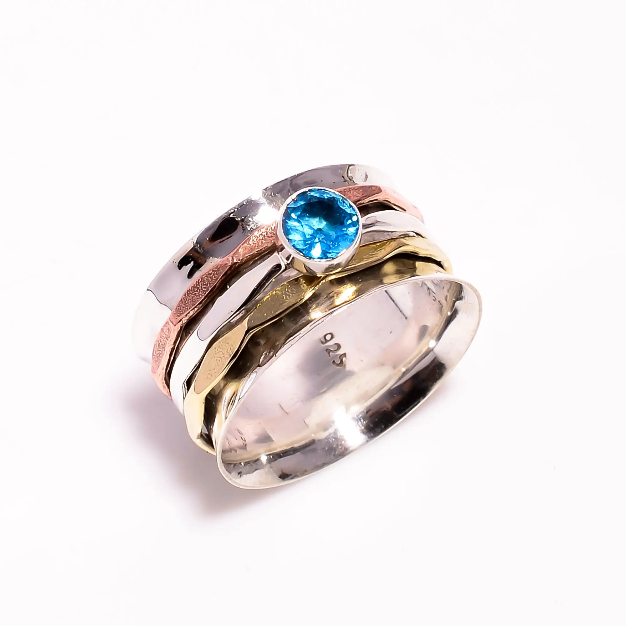 Персонализированные ювелирные изделия 925 стерлингового серебра кольцо с вращающейся текстурой кольцо производитель