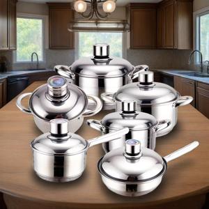 Vente en gros d'usine de <span class=keywords><strong>wok</strong></span> et casseroles en acier inoxydable antiadhésifs de haute qualité Batterie de cuisine avec couvercle de casserole sensible à la chaleur - Product Image 6