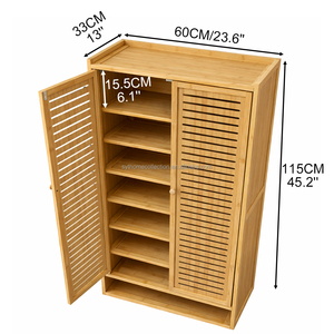 Space Wizard SYT Zapatero de bambú con puerta de lamas para puerta de <span class=keywords><strong>armario</strong></span>, mueble de almacenamiento superior para zona lateral, para esquina de almacenamiento de artículos diarios - Product Image 2