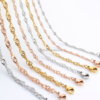 Chaîne Ondulée Brillante en Acier Inoxydable 304/316, Style Singapour, Collier Délicat à Superposer, Bijou de Cheville