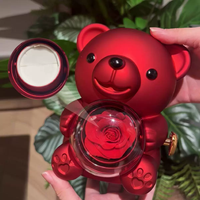 Boîte à bijoux Hug Bear Flip Reveal en gros, faible MOQ, emballage pour bague ours rose éternelle, logo personnalisé pour revendeurs transfrontaliers