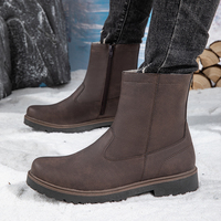 Chaussures rétro pour hommes, plateformes, à lacets, mocassins, bottes de neige, dessus en cuir véritable, coussinets antidérapants, respirants, en maille de coton, caoutchouc