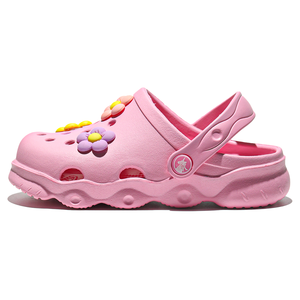 女の子のための調整可能なストラップピンクEVAクロッグかわいい滑り止め夏のビーチガーデンシューズ幼児のための花の装飾フラットデザイン - Product Image 4