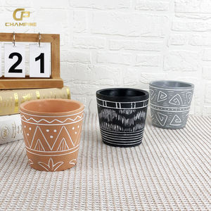 Ventes en gros de jardinières en béton à motif géométrique en relief, pots à fleurs en ciment pour la maison et le jardin, macetas succulentas al por mayor - Product Image 5