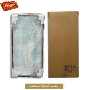 UNIART Art mural abstrait nordique vertical en verre cristallin, <span class=keywords><strong>impression</strong></span> sur <span class=keywords><strong>toile</strong></span>, cerf doré, affiches et impressions - Product Image 5