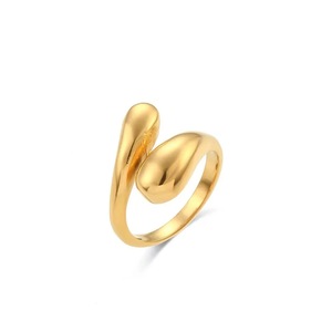 Bague réglable plaquée or en forme de goutte d'eau, design léger et luxueux, bijou unisexe, cadeau - Product Image 3
