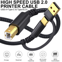Nouveau câble de données USB plaqué or pour imprimante, charge rapide, USB vers Type-C, connecteur B mâle deux-en-un, tressé, dédié aux imprimantes