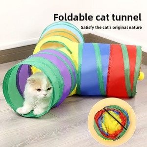 Terowongan Hewan Peliharaan Baru, Tabung Indoor 2/3/4/5 Jalur, Terbuat dari Polyester, Dapat Dilipat, Terowongan Kucing Lipat dengan Bola Mainan, Lubang Intip Kucing, Mainan Hewan Peliharaan - Product Image 2