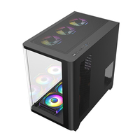 AntarcChill Custom Curved Tempered Glass Front Panel Black ATX Gaming Case Pc Cabinet Computer Cases Towers for Gaming Pc