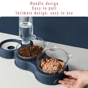 Hot Selling Pets Water And Food Set Double Bowl Cats Water Fountain Dog Feeder Bowl Supplies Pet Bowls And Feeders