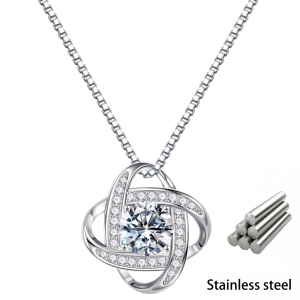 Collana Nodo d'Amore in Acciaio Inox Placcato Oro con Cristalli e Catena a Maglia, Regalo per la <span class=keywords><strong>Mia</strong></span> <span class=keywords><strong>Figlia</strong></span>, Set di Gioielli per <span class=keywords><strong>Compleanno</strong></span>/Natale - Product Image 2