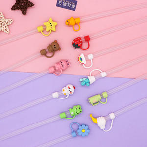 Offre Spéciale – Capuchons de paille réutilisables en silicone 3D, anti-poussière, écologiques, pour protéger les enfants, motif animaux mignons - Product Image 4