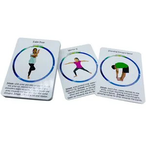 Carte de pose de yoga imprimée personnalisée de haute qualité cartes d'apprentissage jeu familial cartes flash de yoga pour enfant éducatif