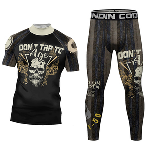 Mock Design collo senza stampa GYM top Custom Bjj <span class=keywords><strong>Rash</strong></span> Guard Jiu Jitsu Nogi Set per gli uomini traspirante <span class=keywords><strong>Rash</strong></span> Guard senza Gi Set - Product Image 4