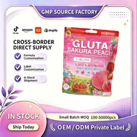En stock, direct usine : Complément alimentaire au collagène et glutathion, saveur pêche Sakura, sous forme de poudres, gélules molles, gommes, capsules, comprimés, pilules et bonbons