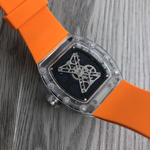 Nouvelle Montre Mécanique Homme 2026 Thème Spatial Cadran Mars Boîtier Tonneau Verre Transparent avec Bracelet Caoutchouc Orange pour Style Urbain - Product Image 3