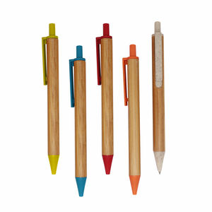 Hot <b>Wheat</b> Straw Eco Friendly Bamboo Wood Pen Promotional Gifts Customized Logo Retractable Writing Ball Pen - Product Image 1