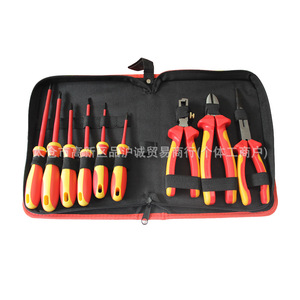 ชุดเครื่องมือไฟฟ้าหุ้มฉนวน VDE 9 ชิ้น ยี่ห้อ Pincheng พร้อมที่ปอกสายไฟ สำหรับซ่อมรถยนต์ ในกล่องเครื่องมือ - Product Image 1