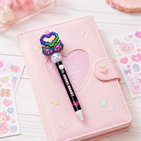 Stylo gel de décompression rotatif personnalisable pour filles 0.5mm perles de fleurs en plastique stylos à logo Instrument d'écriture bricolage