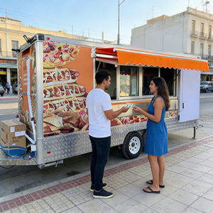 CE/DOT Certified Metal <strong>Food</strong> Trailer 4-Wheel Traction 16-18ft Length <strong>Fast</strong> <strong>Food</strong> Hotdog Snack <strong>Cart</strong> Mobile Restaurant Retail Easy - Product Image 1