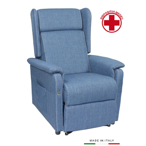 Poltrona Elevabile Valeria a 2 Motori in Cotone Bordeaux Design Moderno Regolabile e Pieghevole per Ospedali - Product Image 1