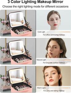 Large Capacity Single-Sided Cosmetic <b>Mirror</b> Makeup Case LED Lighted Dimmable Magnifying <b>Mirror</b> Custom Color Logo for Home Use - Product Image 4