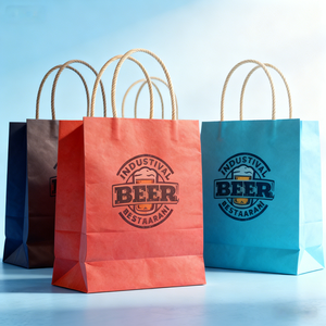 Custom Logo <strong>Printed</strong> Disposable Brown Kraft <strong>Paper</strong> <strong>Bags</strong> for Food Delivery Shopping and Gift Packaging <strong>with</strong> Handles - Product Image 1