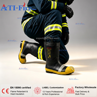 Sepatu Pemadam Kebakaran Pelindung ATI-FIRE Bersertifikasi EN15090 Karet Tahan Api Pelindung Jari Kaki Baja Sol Baja Harga Grosir