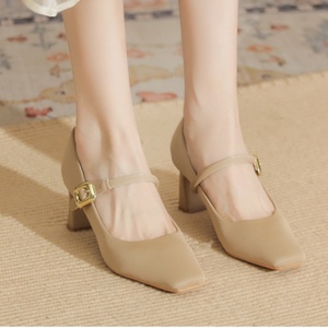 Zapatos de Novia de Verano en Cuero Genuino Color Champán, Estilo Chino, Tacones Altos Sofisticados y Antideslizantes para Mujer - Product Image 3