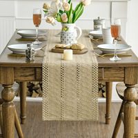 Chemin de table rustique tissé floral style ferme Mode Caramel, ajouré, saisonnier et festif, pour la décoration de cuisine, salle à manger, maison et fêtes