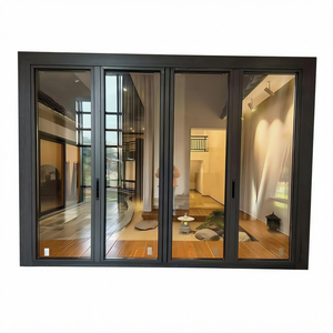 Porte pliante moderne en alliage d'aluminium avec verre, finition noir mat pour maison, bureau, cuisine, villa - Product Image 2
