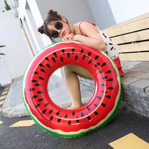 Anillo de natación con forma de sandía para niños, juguete flotante redondo de Pvc grueso para piscina, Unisex, YB189 - Product Image 1