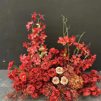 Chemin de table floral rouge C-584, taille et couleur OEM, chemin de table miroir pour mariage et fête