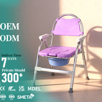 Chaise de toilette pliable en alliage d'aluminium JINDA avec support renforcé pour les personnes âgées, pour une utilisation en salle de bain, dotée d'un siège coussiné antidérapant