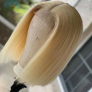 Peluca de cabello humano peruano con encaje frontal, <span class=keywords><strong>pelo</strong></span> <span class=keywords><strong>corto</strong></span> con corte bob o <span class=keywords><strong>rubio</strong></span> 613, sin pegamento - Product Image 3