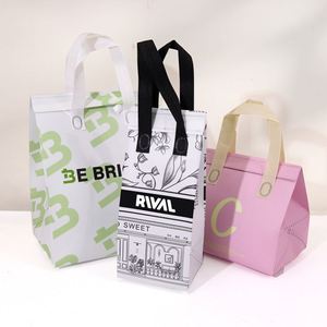 Sac isotherme en aluminium non tissé de haute qualité avec poignée pour la livraison de nourriture pour les cafés - Product Image 3