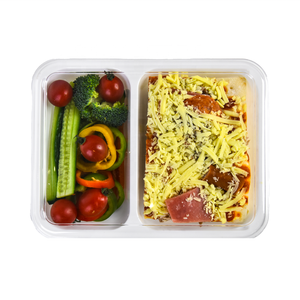 Boîte à lunch en plastique recyclable de qualité alimentaire <span class=keywords><strong>Lesui</strong></span>, plateau de repas pour compagnies aériennes, plats préparés, plateaux d'emballage alimentaire en CPET à 2 compartiments - Product Image 2