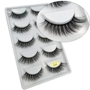 Private label 3D Wispy eyelash Fake False Eyelashes supplier thin full strip lashes clear band eyelashes