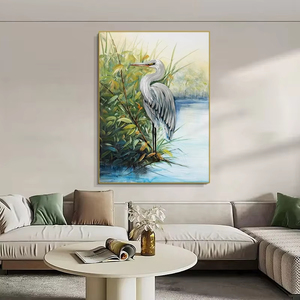 Grue, peinture à l'huile 100% peinte à la main, art mural pour la maison, chambre à coucher, salon, peinture décorative, peinture animale suspendue - Product Image 4