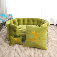 Petopia Large Custom Katzen bett Luxus Green Circle Design Schaum Leinen Wasch bares Nest für Winter Haustiere Hunde Gummi Bentonit Kunst pelz
