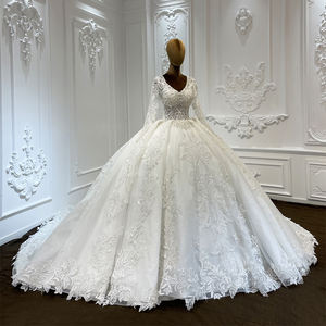 Jancember LSCJ31 Elegant V-neck Embroidery Ball Gown <b>Bridal</b> Wedding Dresses - Product Image 3