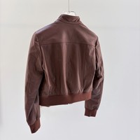 Veste en cuir pour femme en peau de mouton véritable de haute qualité, coupe ajustée, col montant, poignets et ourlet côtelés, manteau en cuir pour femme pour l'extérieur