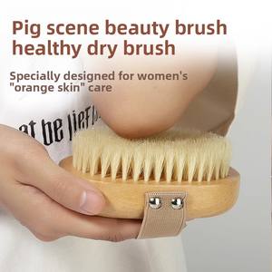 Cepillo corporal de cerdas suaves Depurador trasero de cerdas de jabalí Cepillos de baño Esponjas Depuradores para uso en seco y húmedo para piel grasa Guantes corporales Bolsas - Product Image 6
